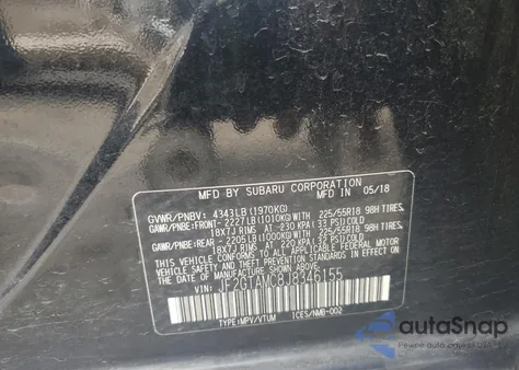 2018 Subaru Crosstrek Limited z USA, uszkodzony, nr VIN JF2GTAMC8J8346155